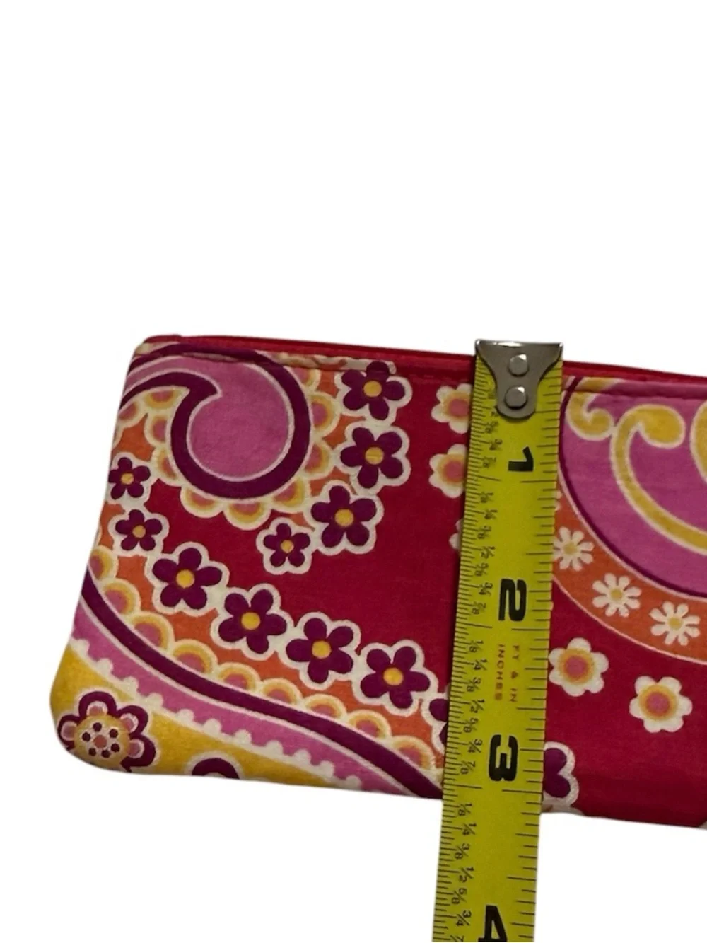 Vera Bradley ID Zip Case Keychain – Pink Floral Paisley Retired Print - Picture 7 of 7